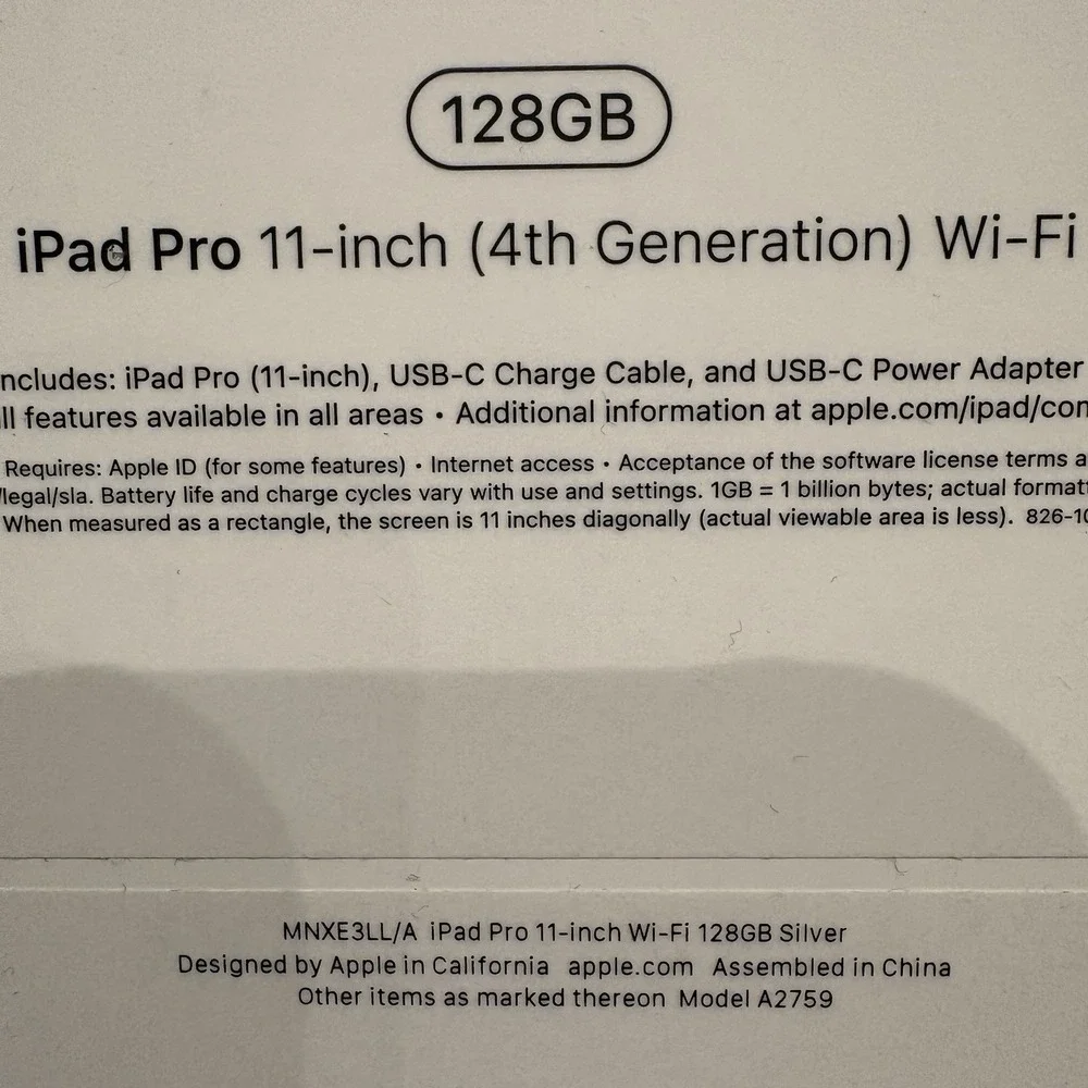 Lot‎ Of 2 Empty Box For Apple iPad Pro 11-inch 4th Gen 128GB Silver Model A2759